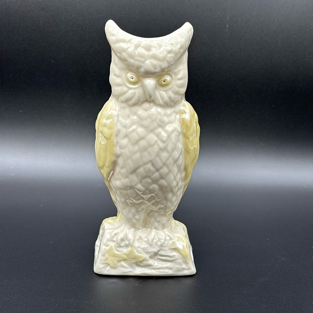 Vintage Porcelain Belleek Owl Vase